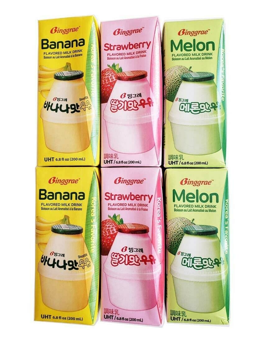 Binggrae Banana Flavored Milk Drink – Korean Sweet and Creamy Beverage – Shelf-Stable 6.8 fl oz Cartons – Pack of 24
