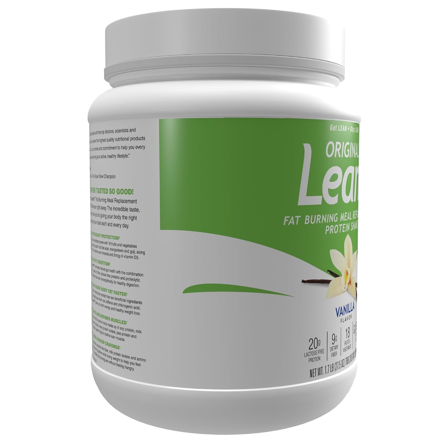 Lean1 Vanilla, Meal Replacement Protein Shake, 15 Serving Tub
