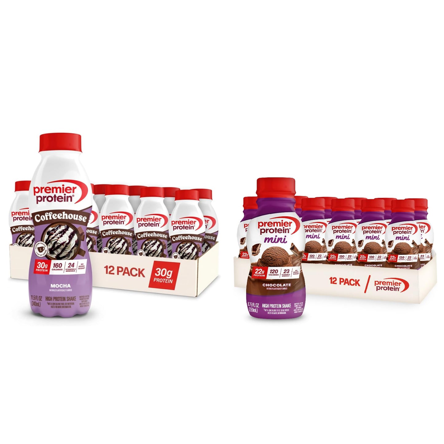 Premier Protein Shake MINIs, Chocolate, 22g Protein, 120 Calories, No Added Sugar, 8.75 fl oz, 12 Pack