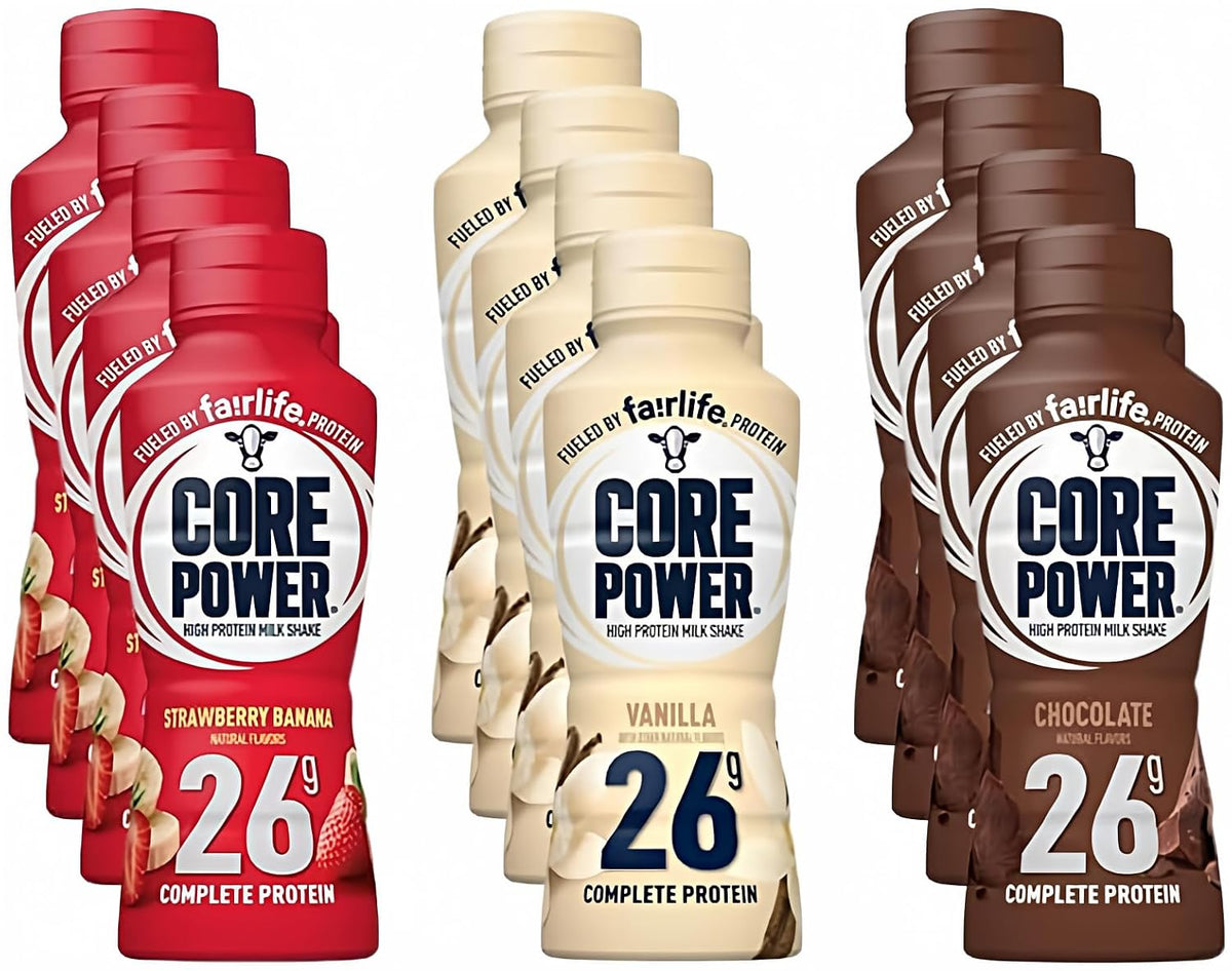 Fairlife Core Power 26g Protein Milk Shakes Variety Pack, Ready To Drink for Workout Recovery, 14 Fl Oz - (12-pack)