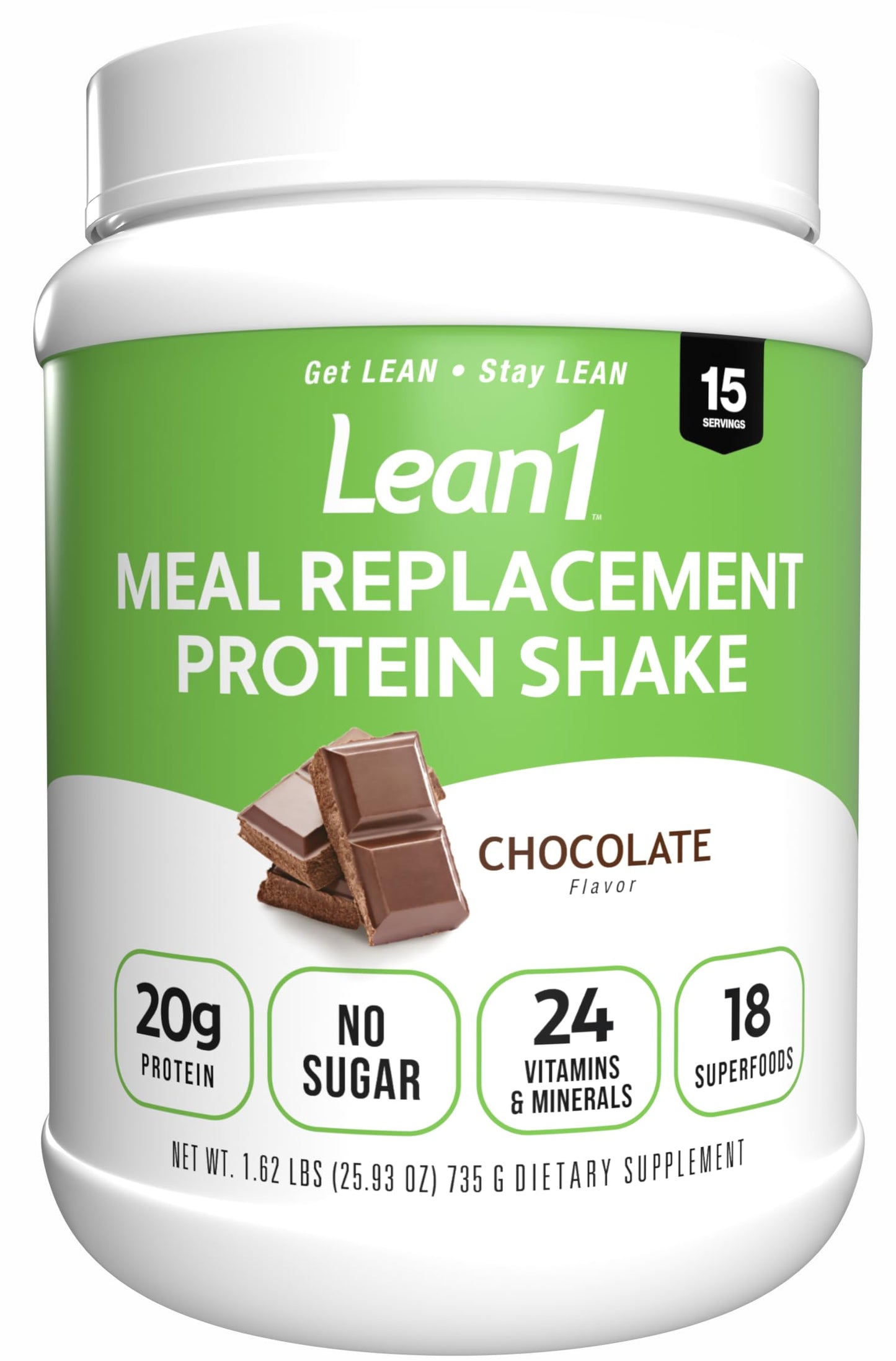 Lean1 Vanilla, Meal Replacement Protein Shake, 15 Serving Tub