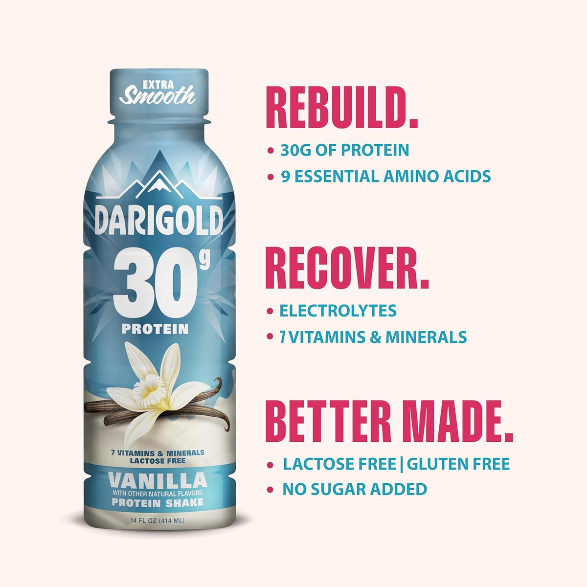 Darigold Vanilla Protein Shake, 30g per Serving Protein Drink (14oz 12ct)