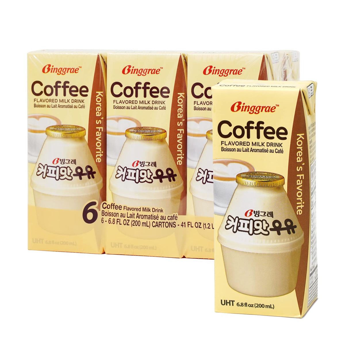 Binggrae Banana Flavored Milk Drink – Korean Sweet and Creamy Beverage – Shelf-Stable 6.8 fl oz Cartons – Pack of 24