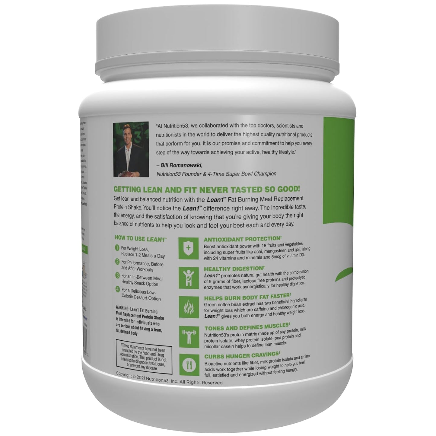 Lean1 Vanilla, Meal Replacement Protein Shake, 15 Serving Tub