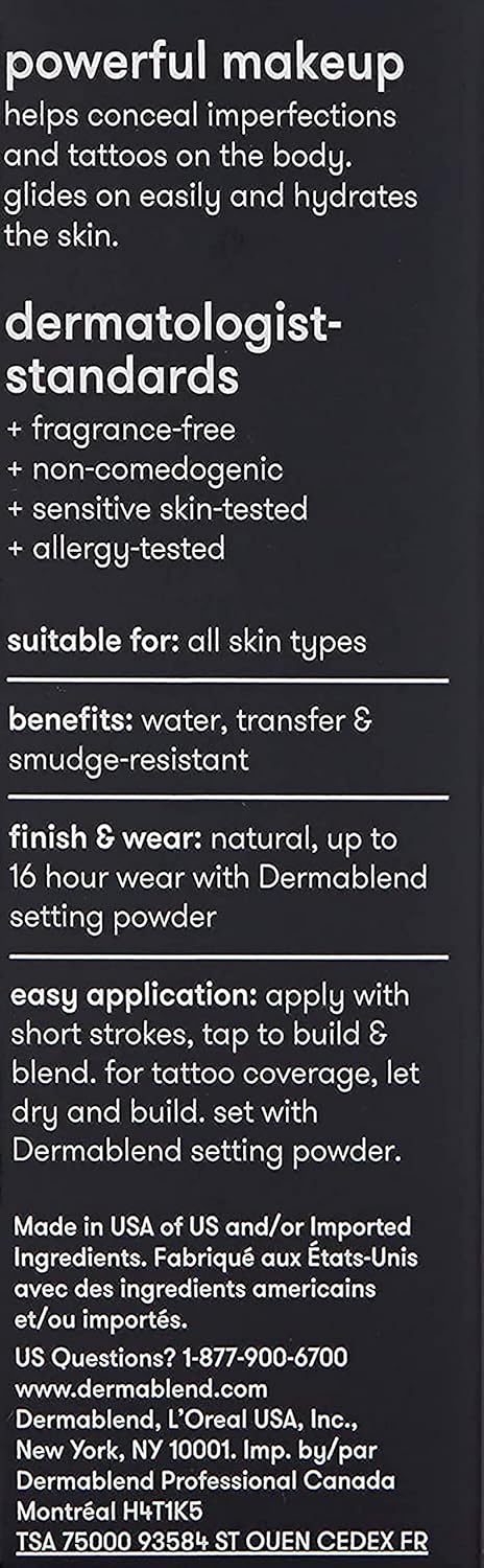 Dermablend Quick-Fix Body Makeup Full Coverage Foundation Stick, Water-Resistant Body Concealer for Imperfections & Tattoos, 0.42 Oz