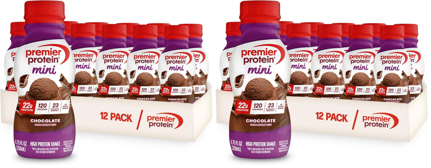 Premier Protein Shake MINIs, Chocolate, 22g Protein, 120 Calories, No Added Sugar, 8.75 fl oz, 12 Pack