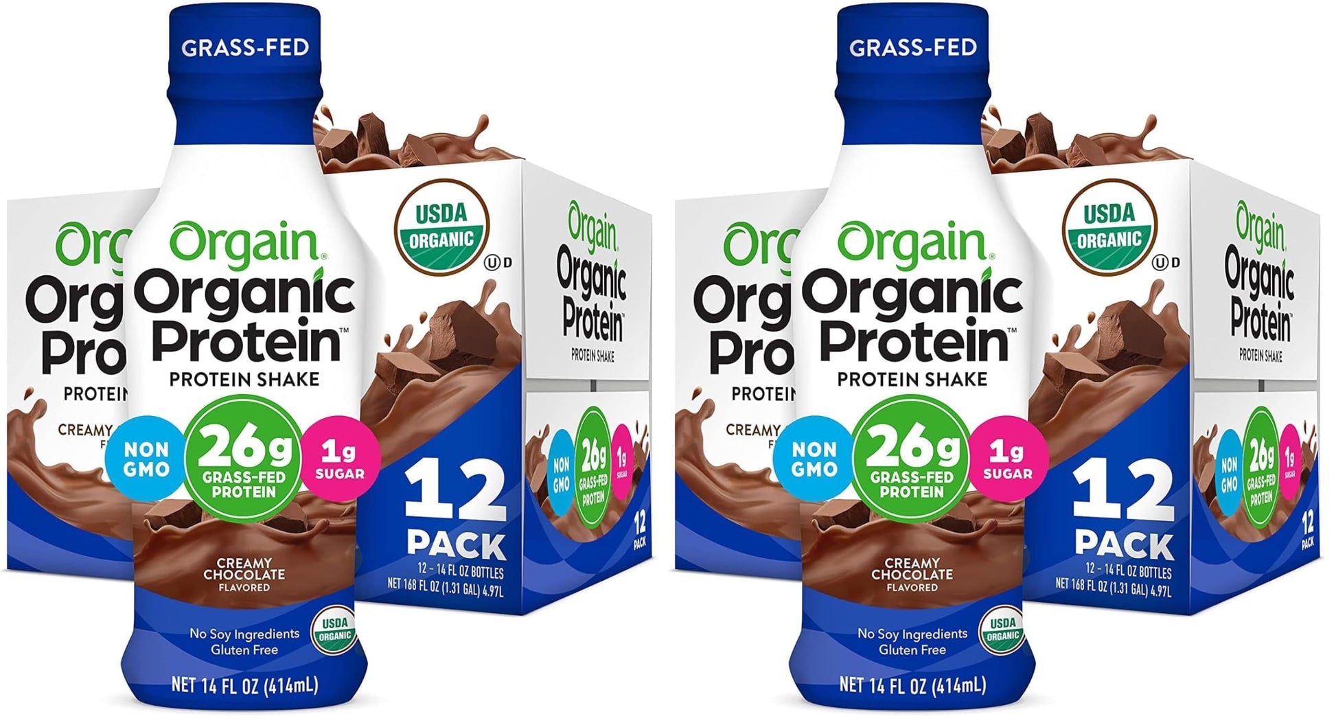 Orgain Organic 26g High Protein Whey Shake, Chocolate, 14 oz, 12pk