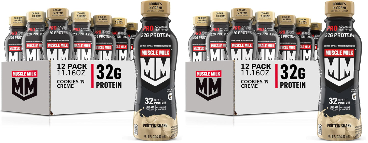 Muscle Milk Pro Series Protein Shake, Knockout Chocolate, 32g Protein, 11.16 Fl Oz (Pack of 12)